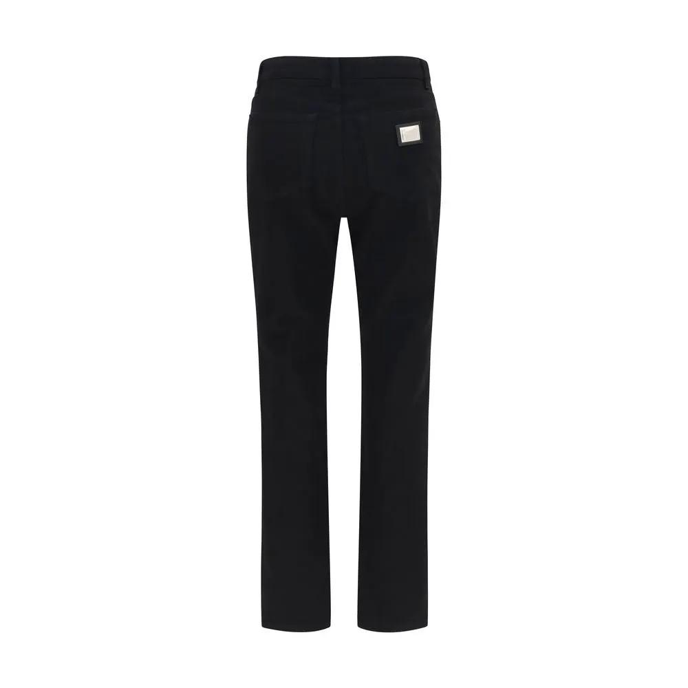 Dolce & Gabbana Black Cotton Straight-Leg Jeans