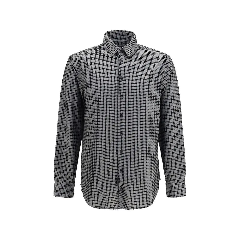 Chemise Giorgio Armani en coton gris à motifs