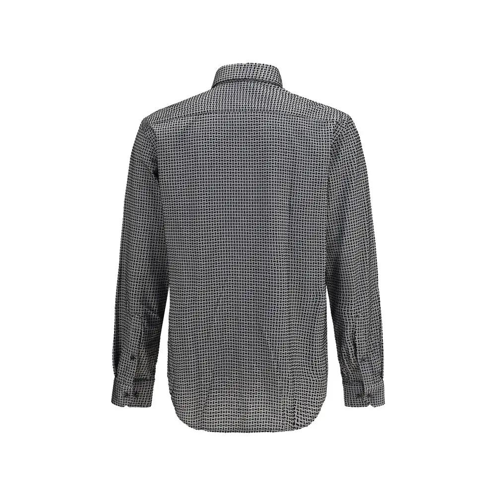 Chemise Giorgio Armani en coton gris à motifs