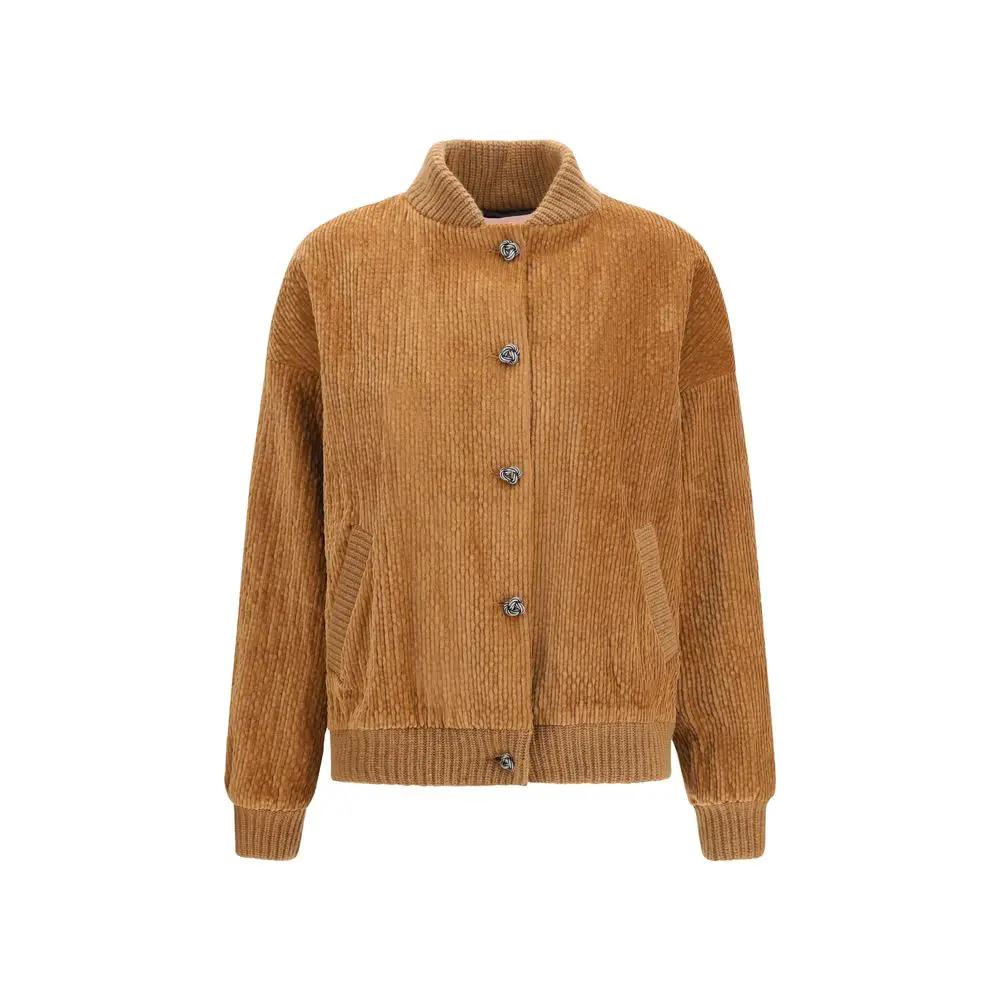 Kristina Ti Kristina Ti Brown Cotton Bomber
