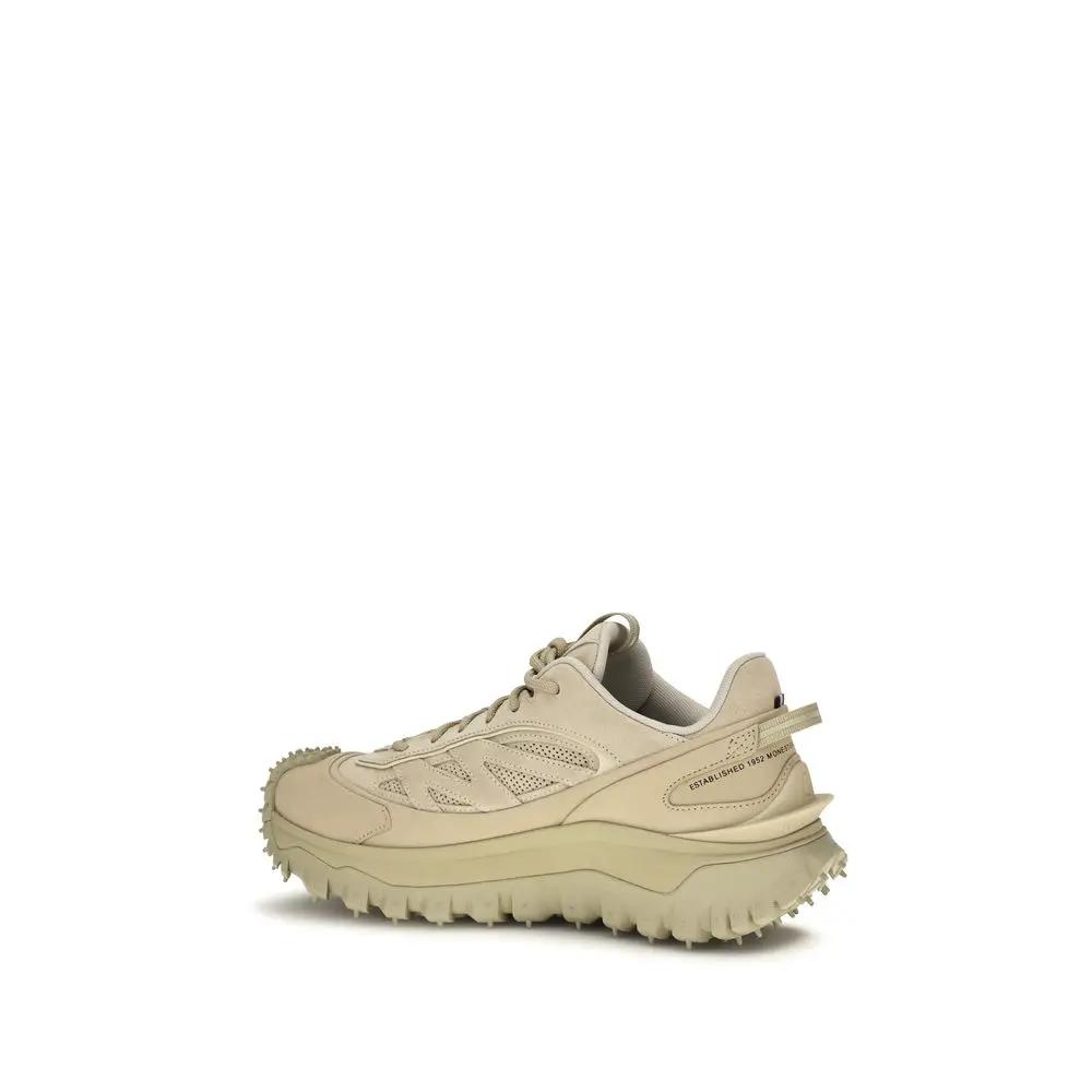 Moncler Baskets athlétiques en cuir de veau beige