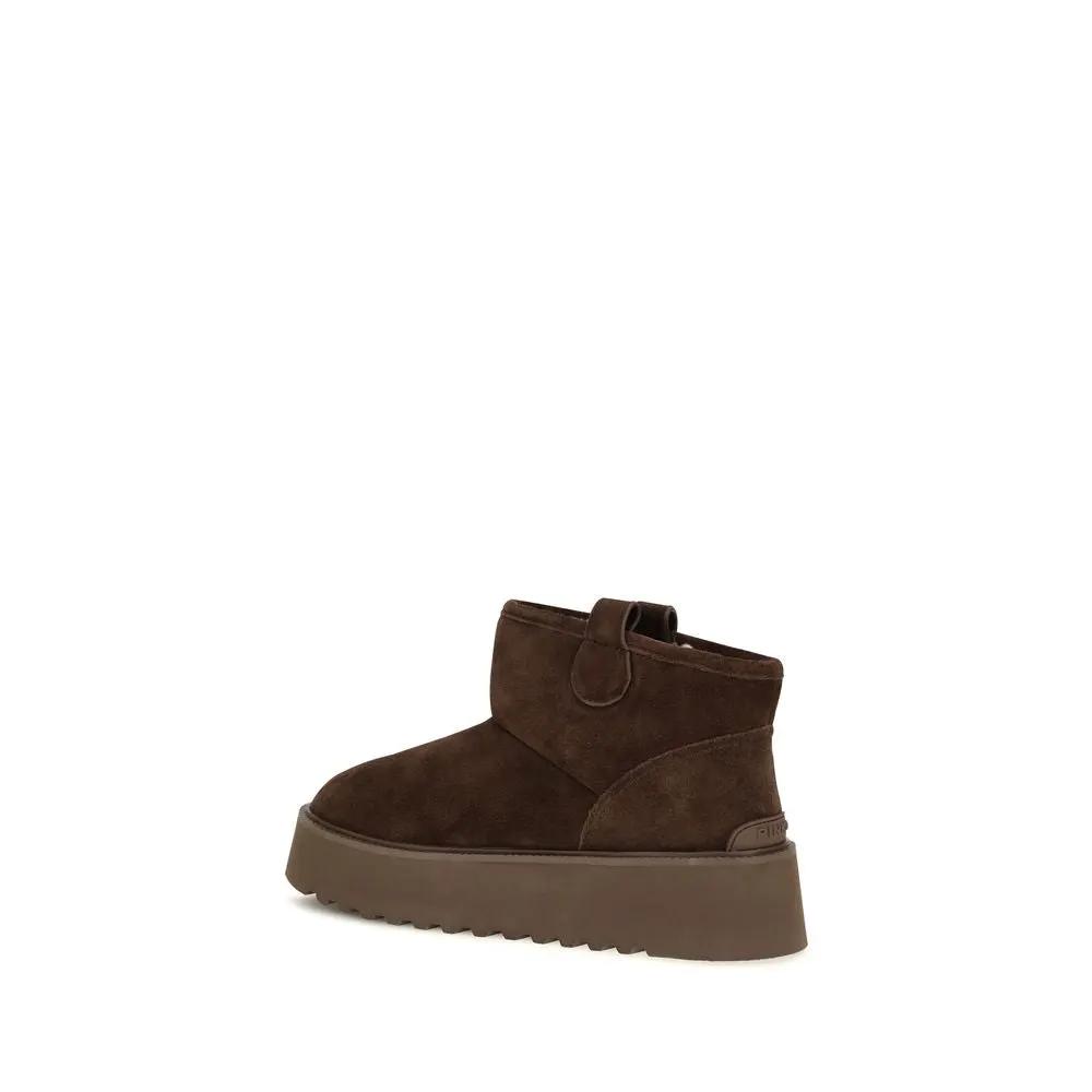 PINKO PINKO Brown Calf Leather Bos Taurus Flat Boots
