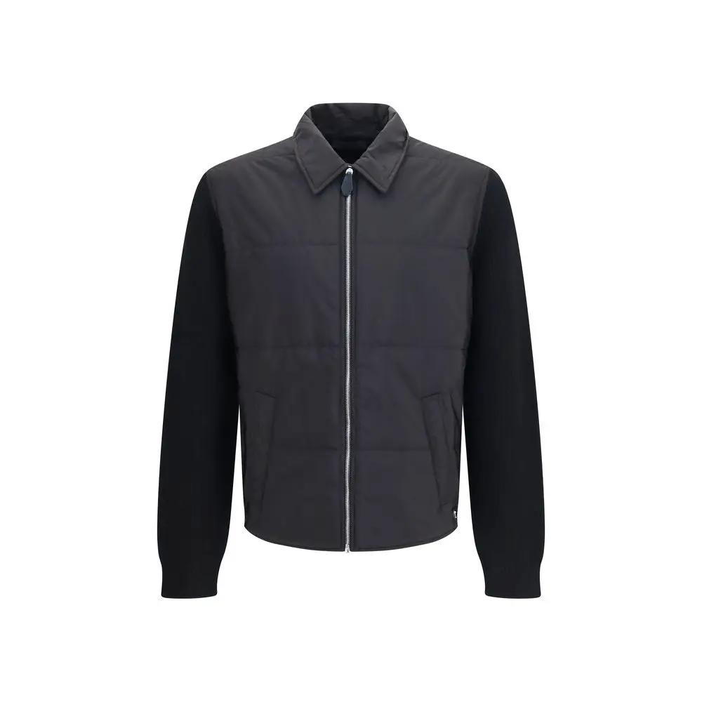 Men's Black Wool Knit Jacket with Padded Front – Prada