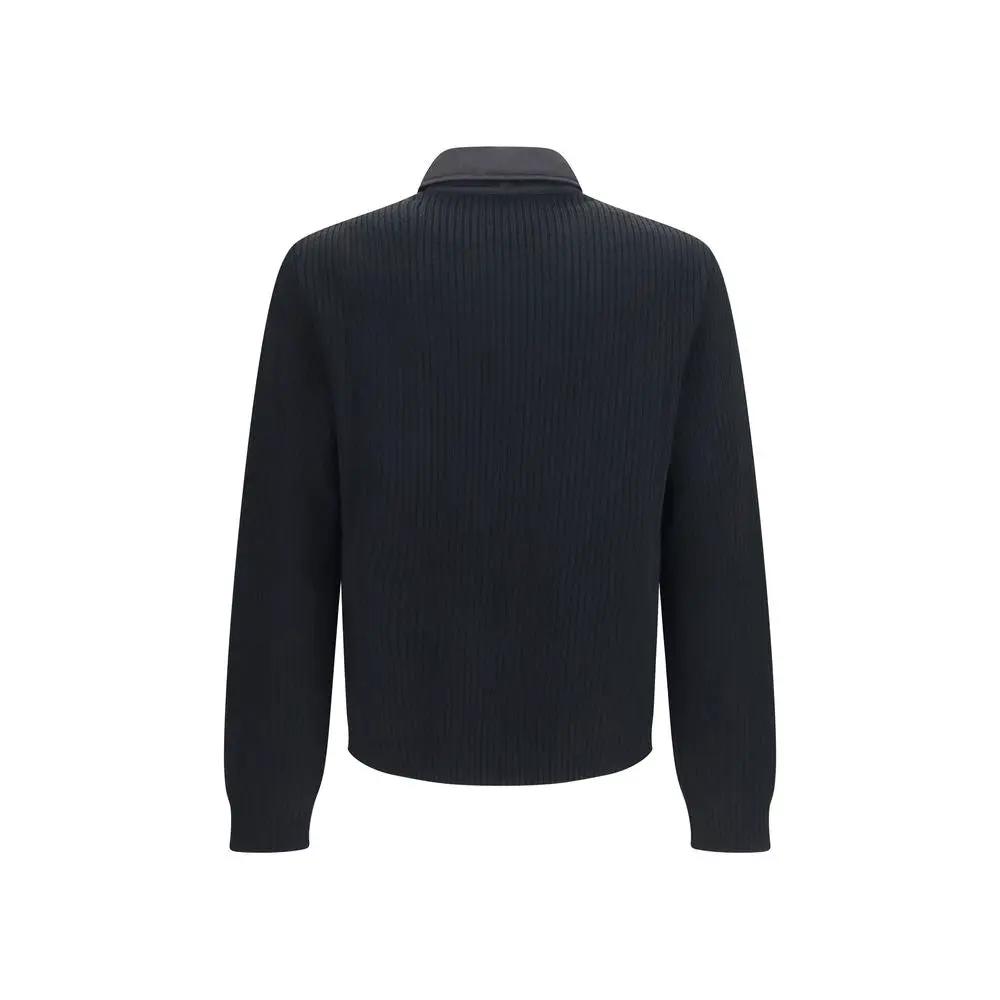 Veste en maille de laine noire à devant matelassé homme – Prada