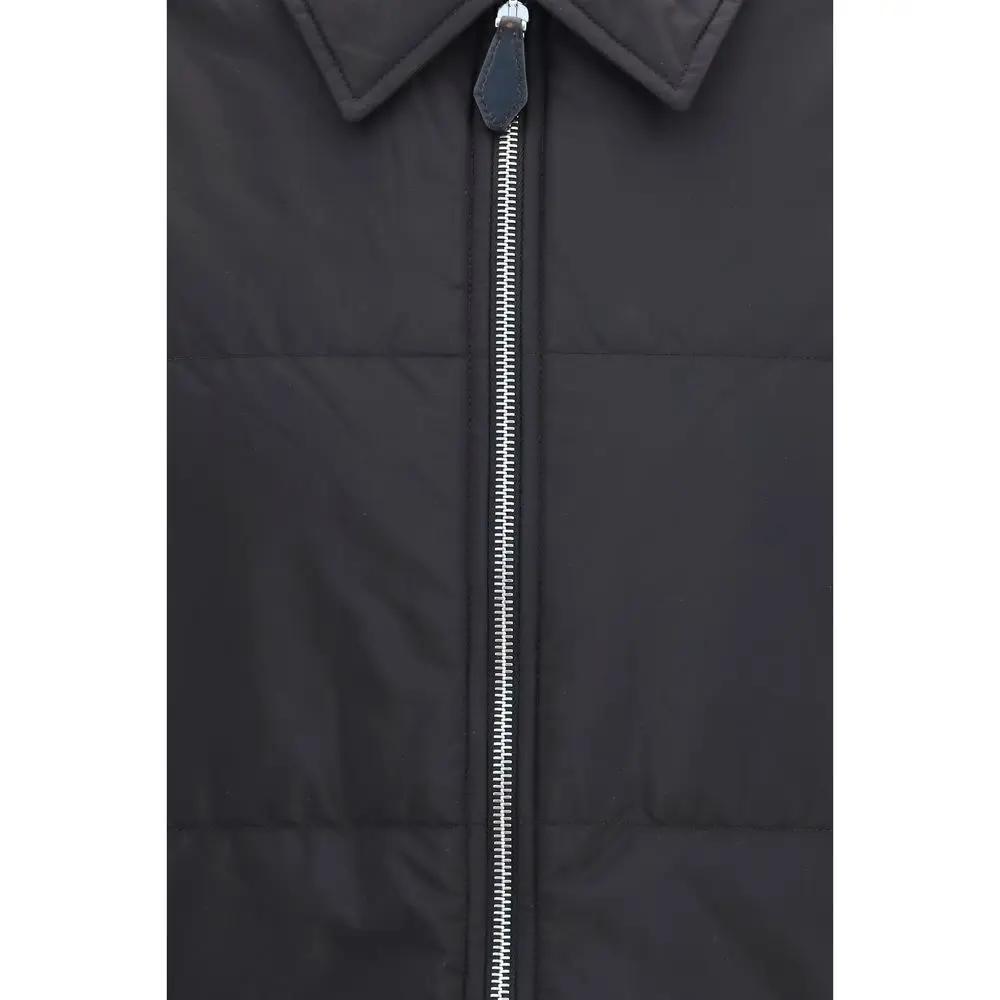 Veste en maille de laine noire à devant matelassé homme – Prada