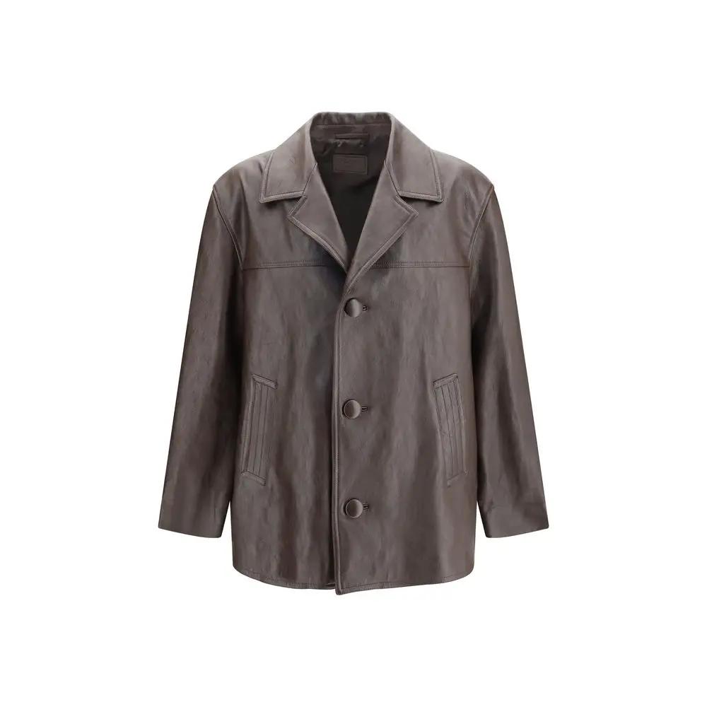 Prada Prada Brown Lamb Leather Leather Jacket