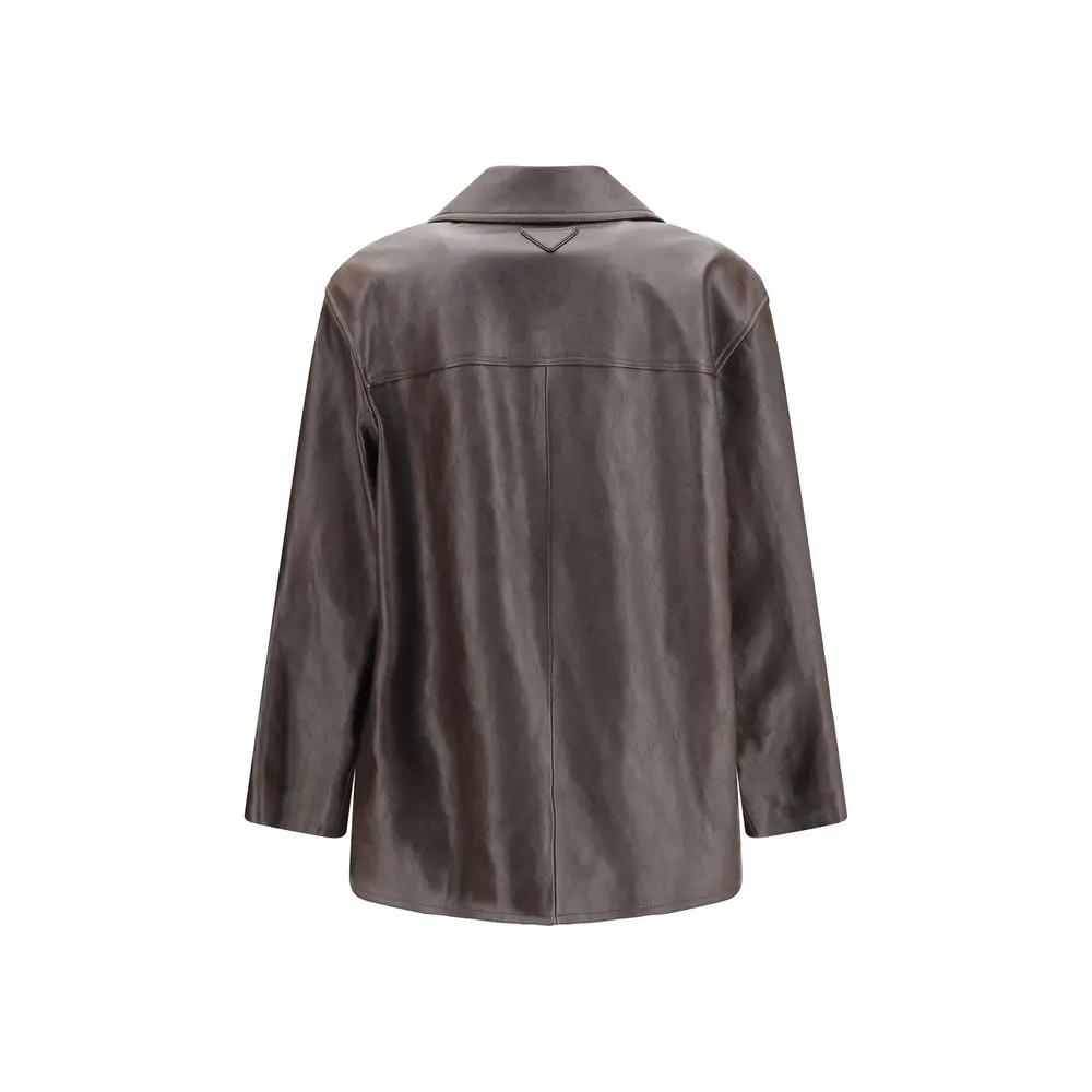 Prada Brown Lamb Leather Leather Jacket