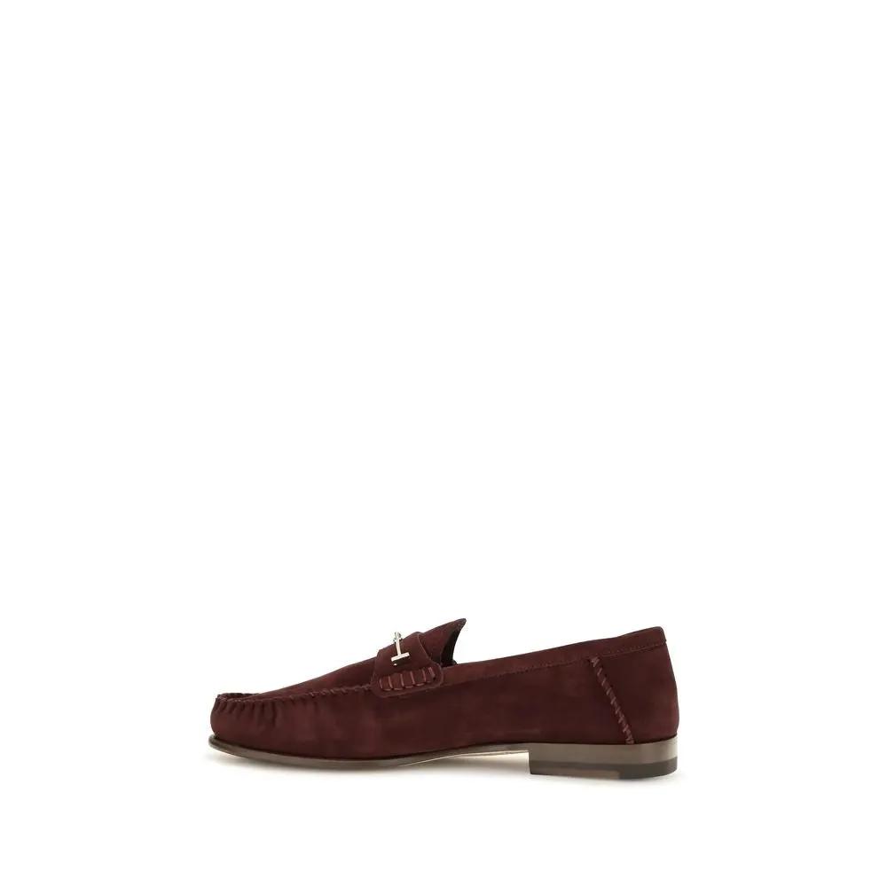 Tom Ford Tom Ford Bordeaux Calf Leather Bos Taurus Slip-On Loafers