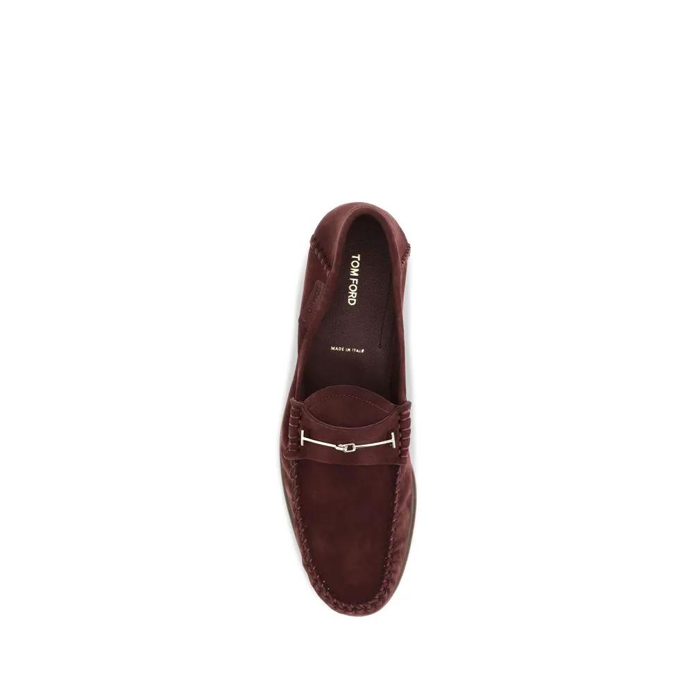 Tom Ford Tom Ford Bordeaux Calf Leather Bos Taurus Slip-On Loafers