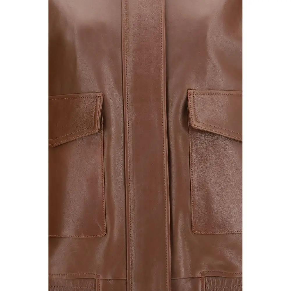 Women's Brown Astra Vegetal Lamb Leather Jacket – Arma