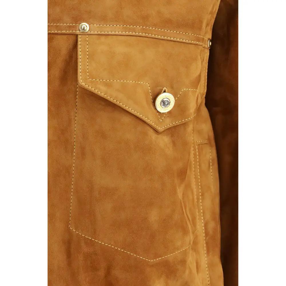 Men's Brown Lamb Leather Jacket – Versace