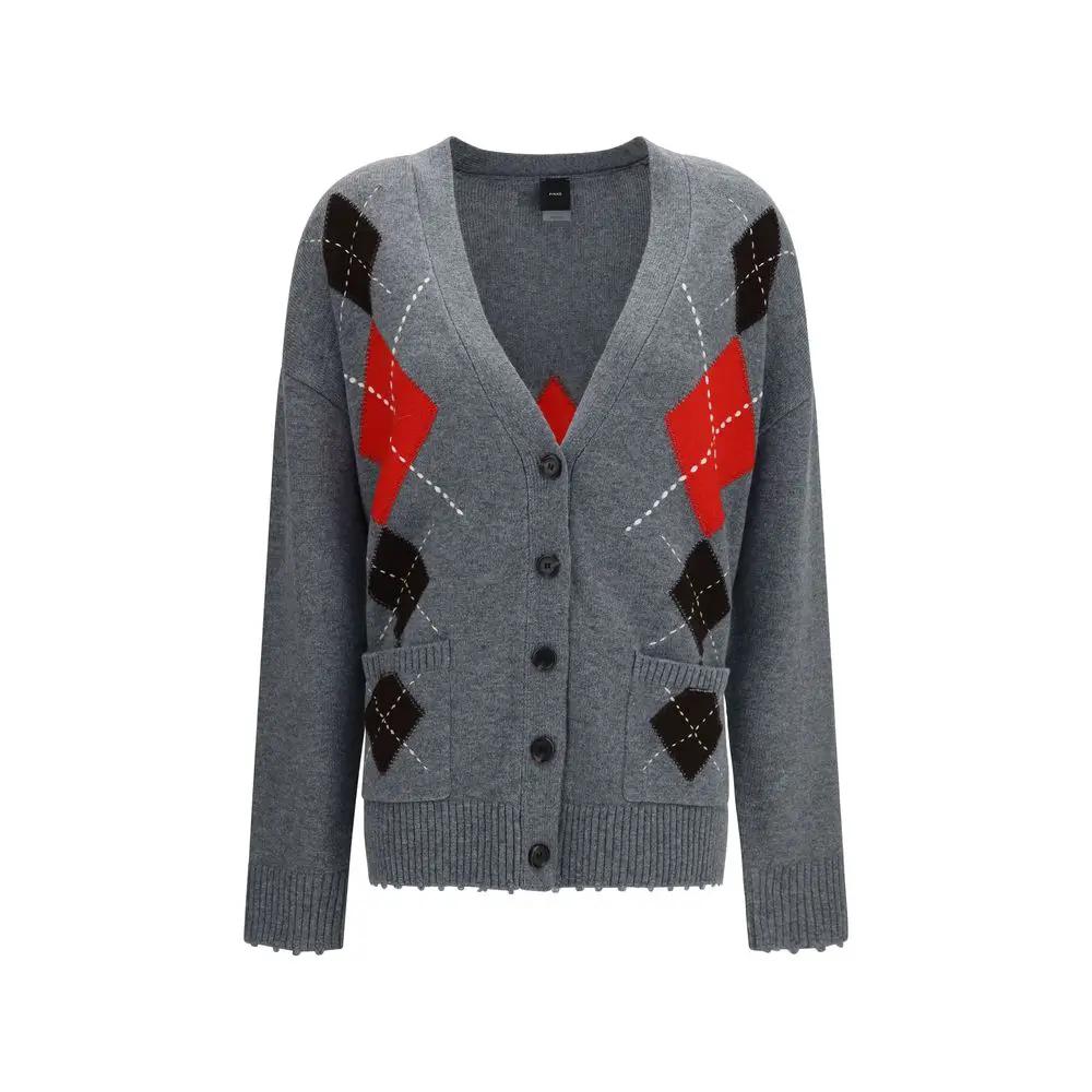 Cardigan PINKO Oves Aries en laine grise