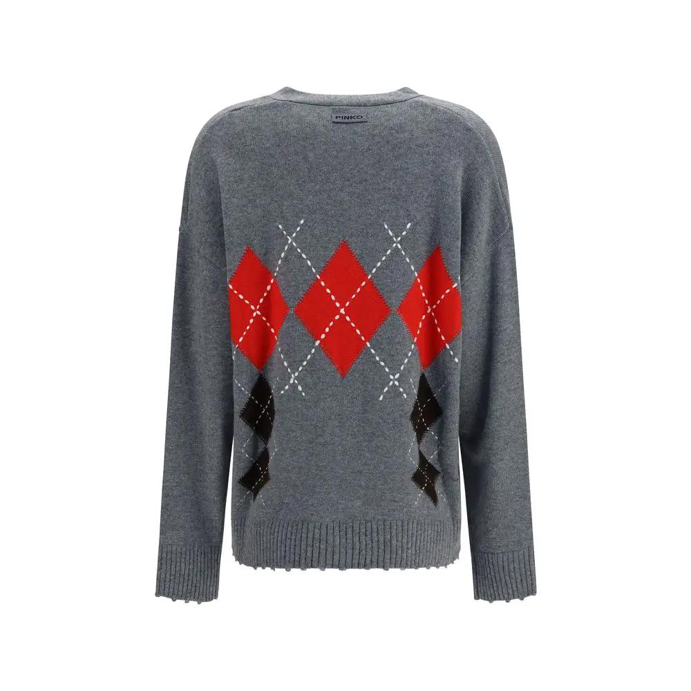 Cardigan PINKO Oves Aries en laine grise