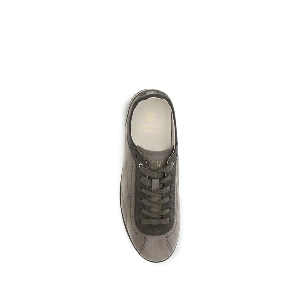 Brunello Cucinelli Brunello Cucinelli Gray Calf Leather Bos Taurus Sneakers