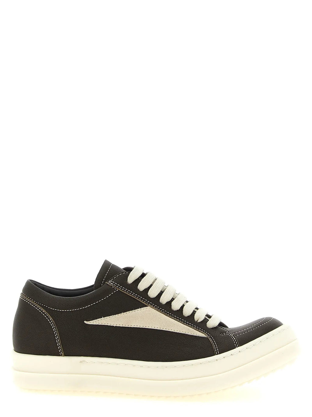 Baskets basses Rick Owens en cuir d'agneau marron