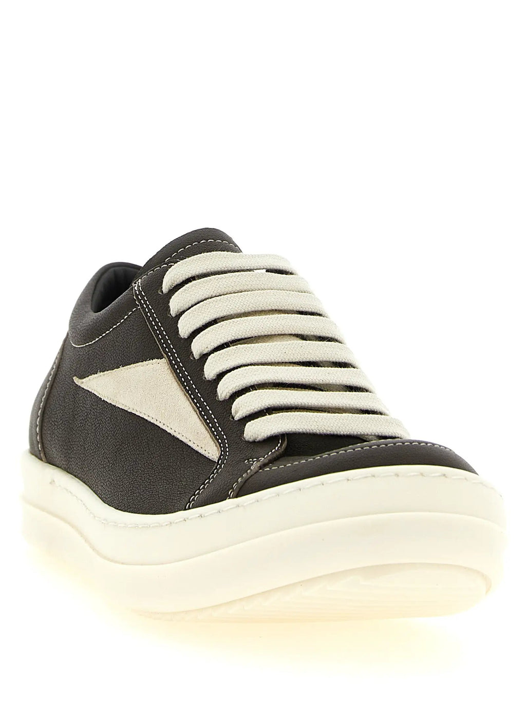 Baskets basses Rick Owens en cuir d'agneau marron
