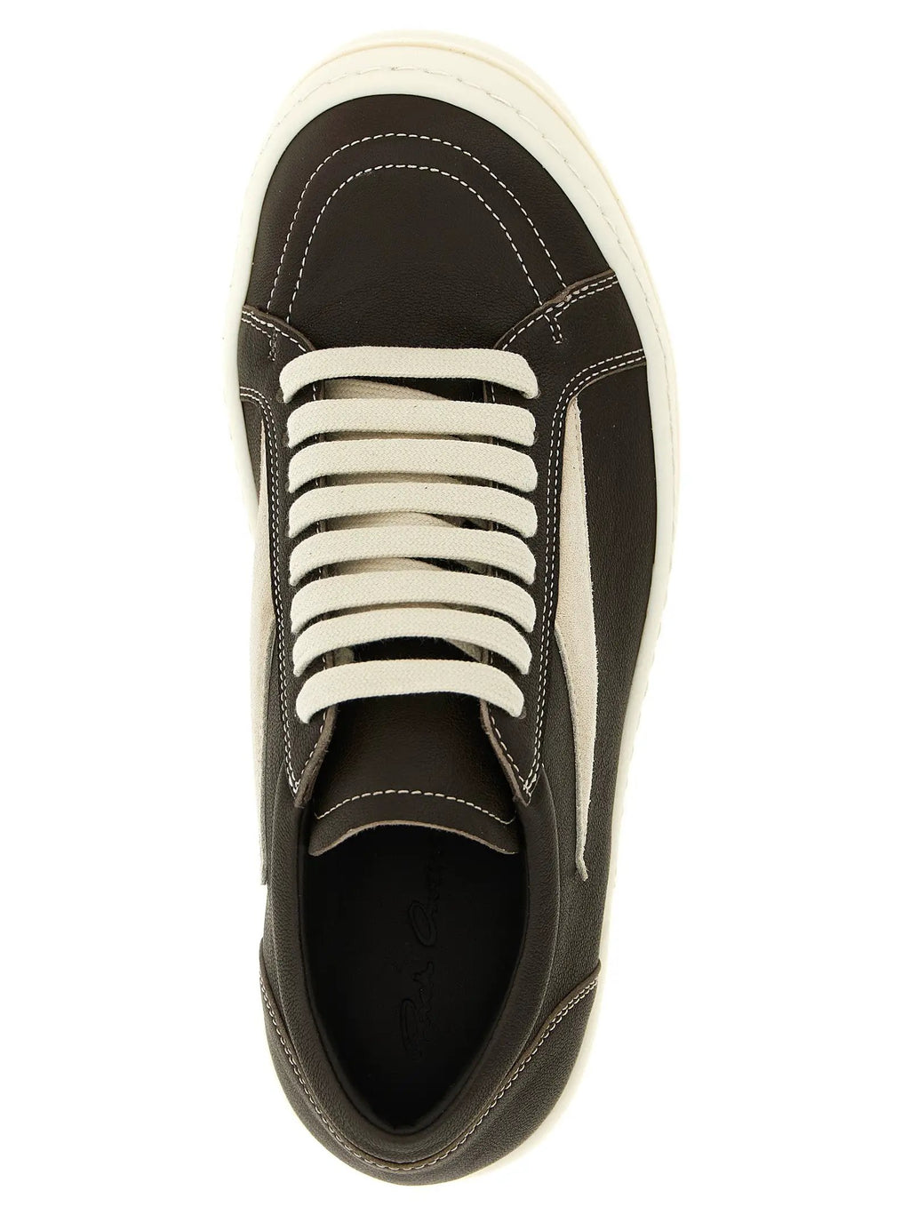 Baskets basses Rick Owens en cuir d'agneau marron