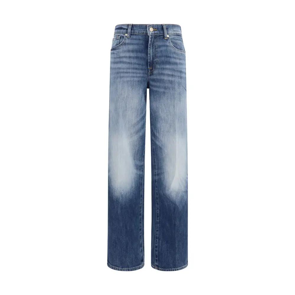 7FOR 7FOR Blue Cotton Straight-Leg Jeans