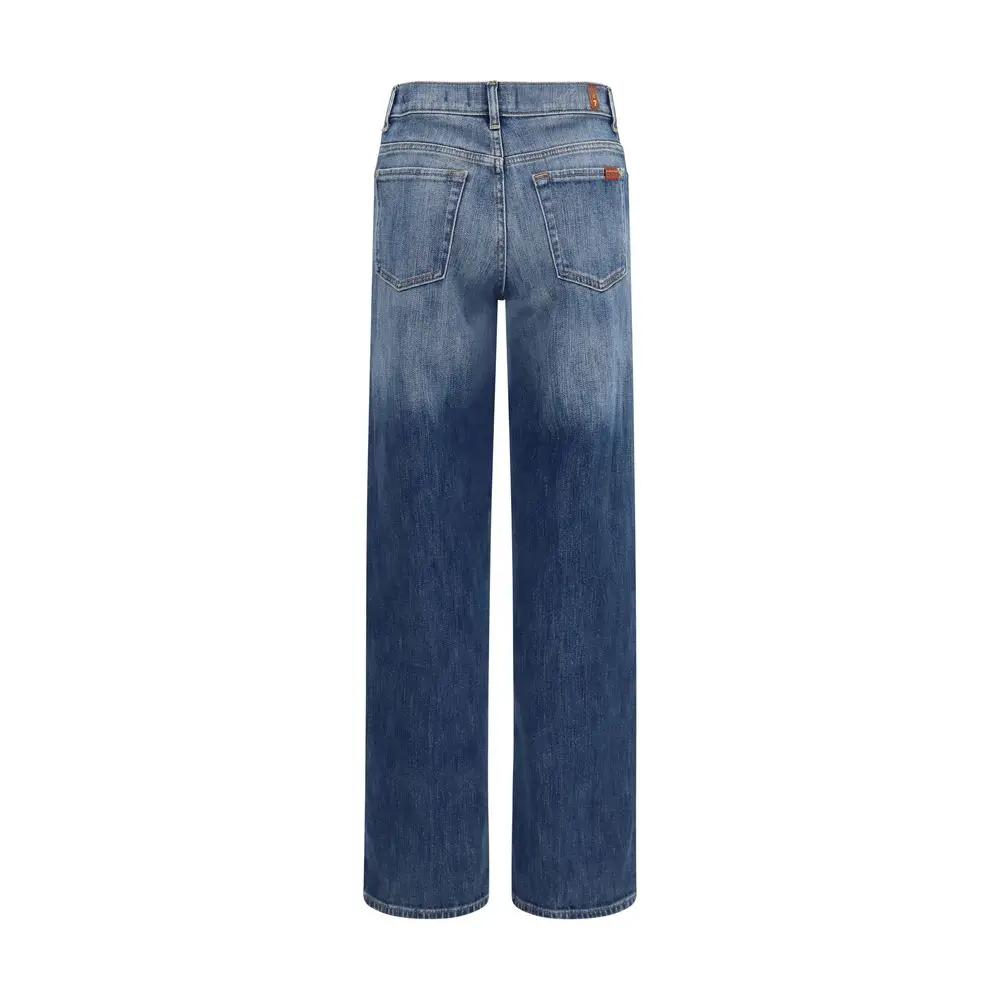 7FOR 7FOR Blue Cotton Straight-Leg Jeans