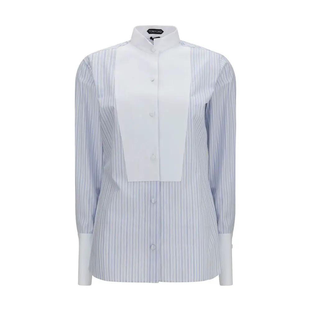 Chemise en coton à motifs bleue Tom Ford