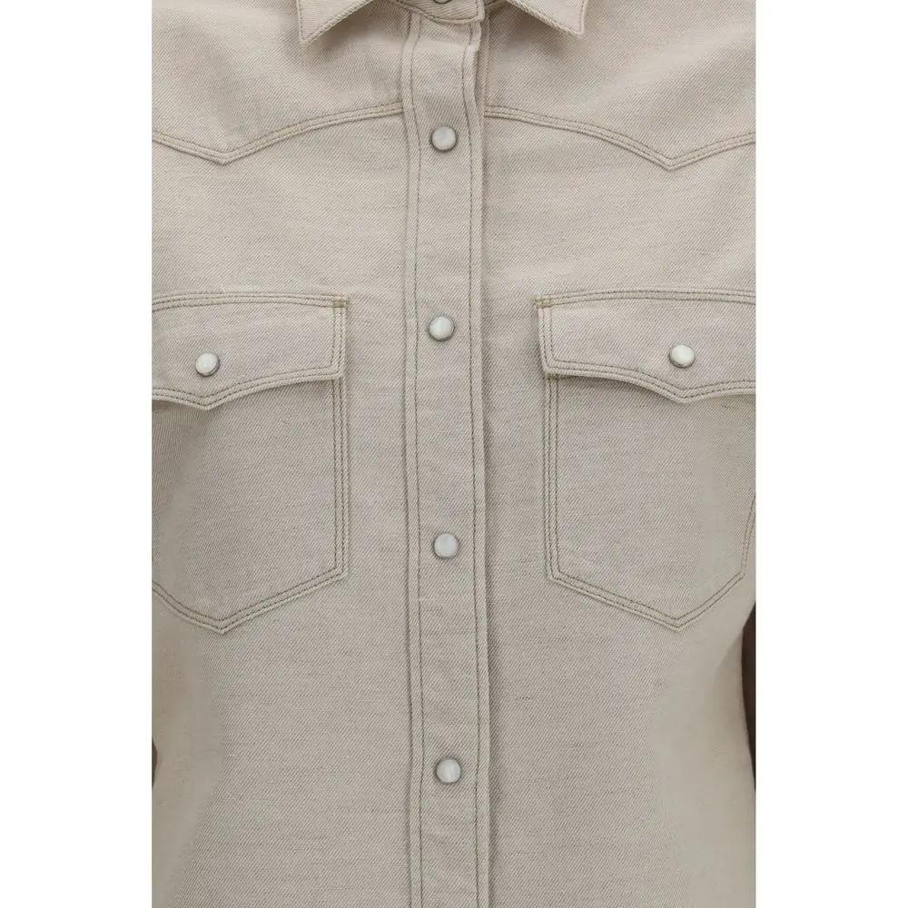 Chemise en jean beige Fendi