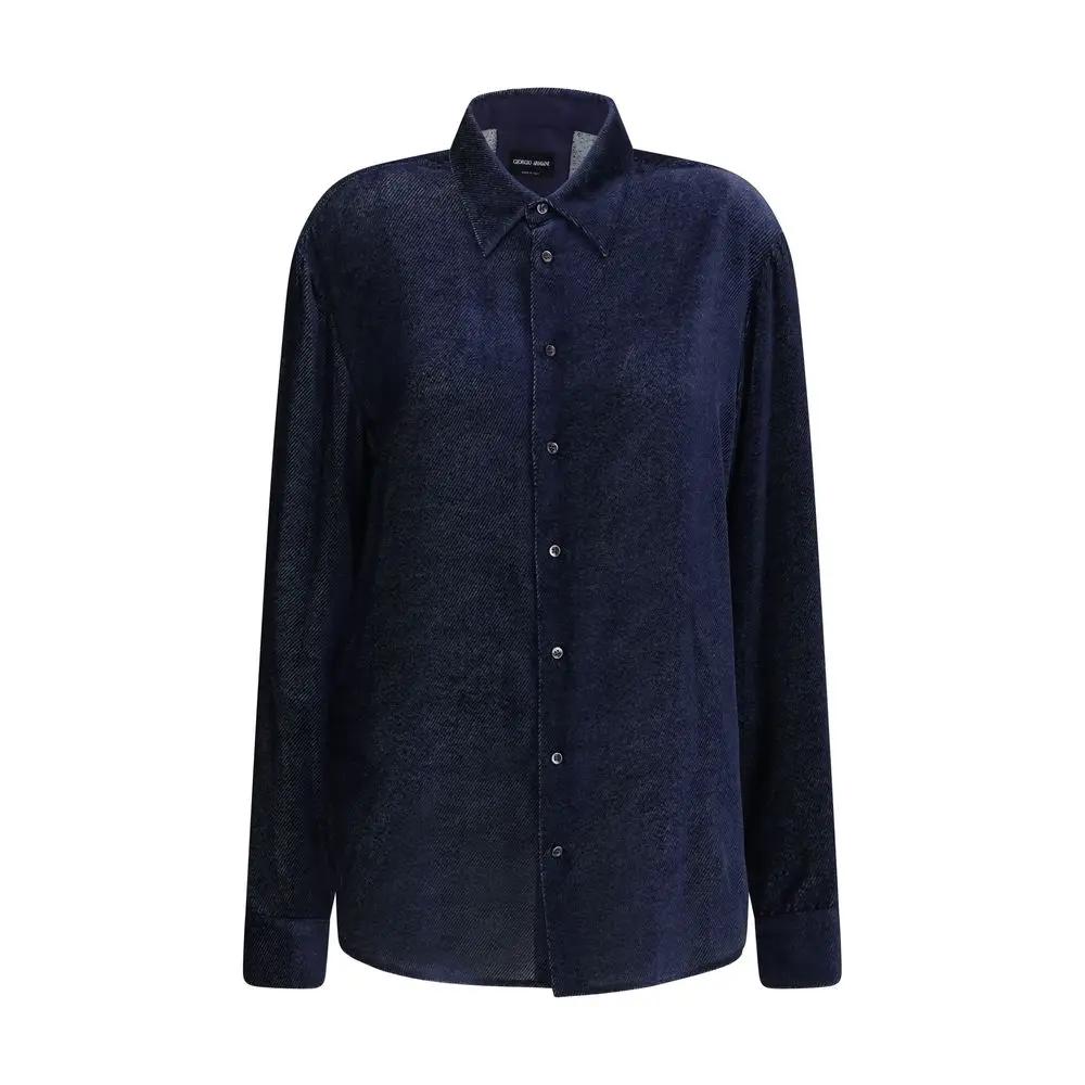 Giorgio Armani Blue Silk Dress Shirt