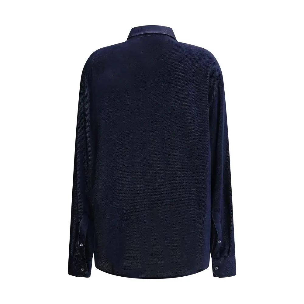 Giorgio Armani Giorgio Armani Blue Silk Dress Shirt