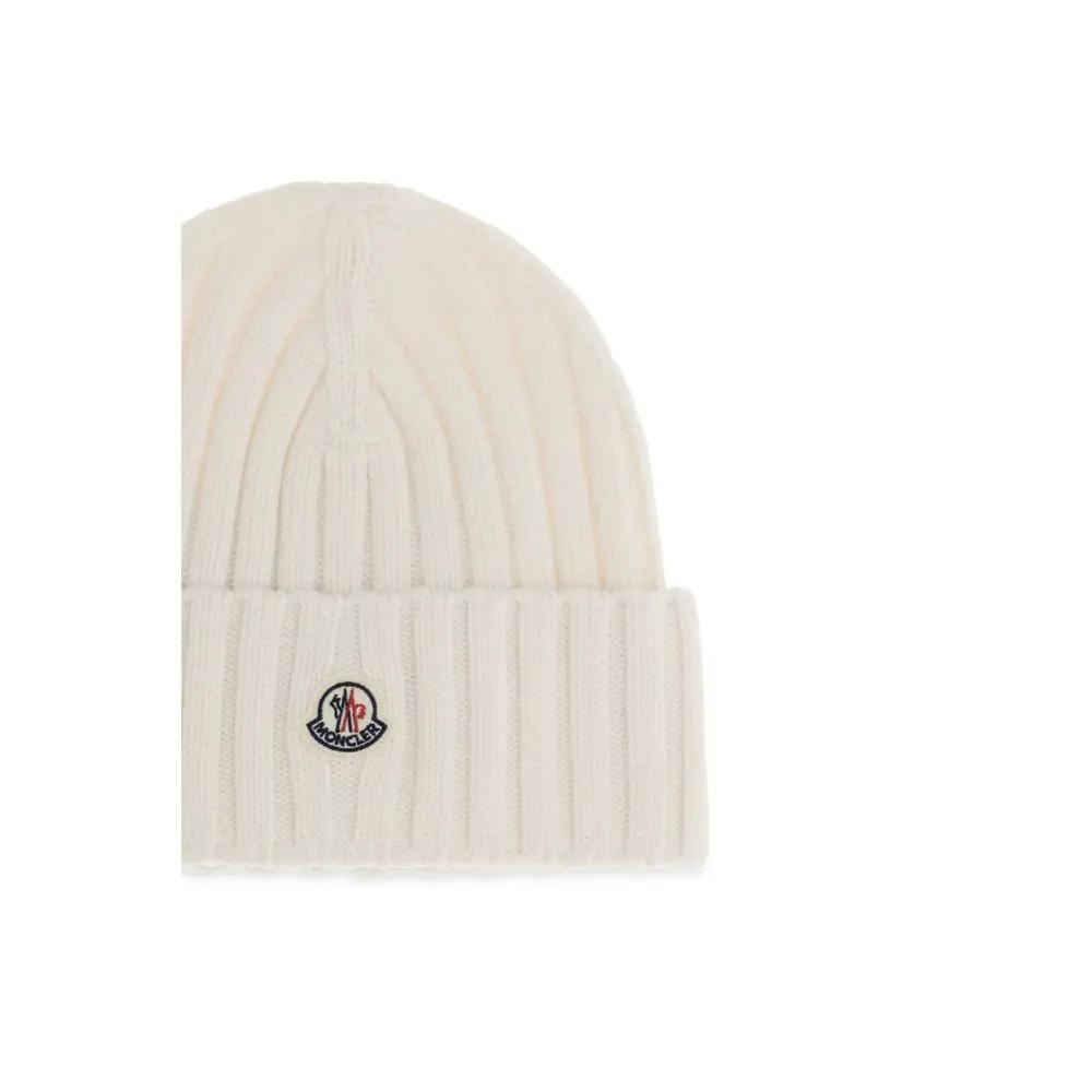 Moncler White Wool Oves Aries Beanie
