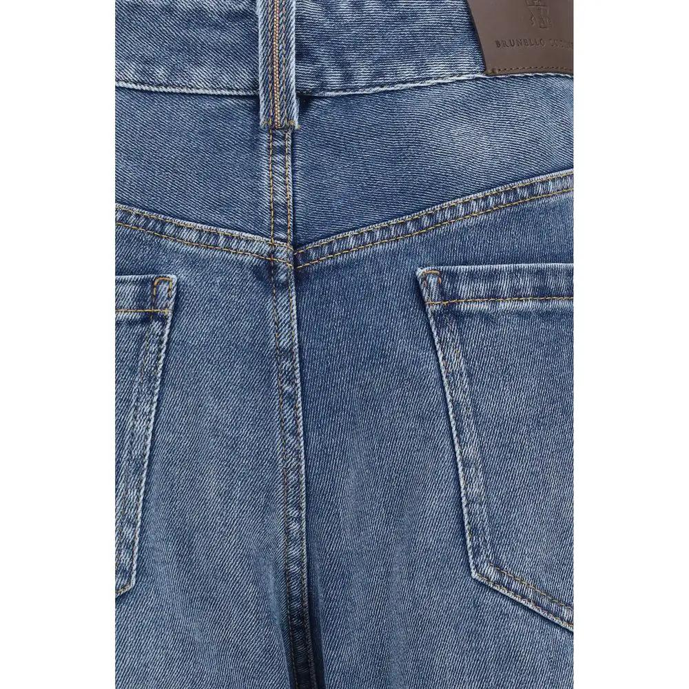 Brunello Cucinelli Brunello Cucinelli Blue Cotton Relaxed Fit Jeans