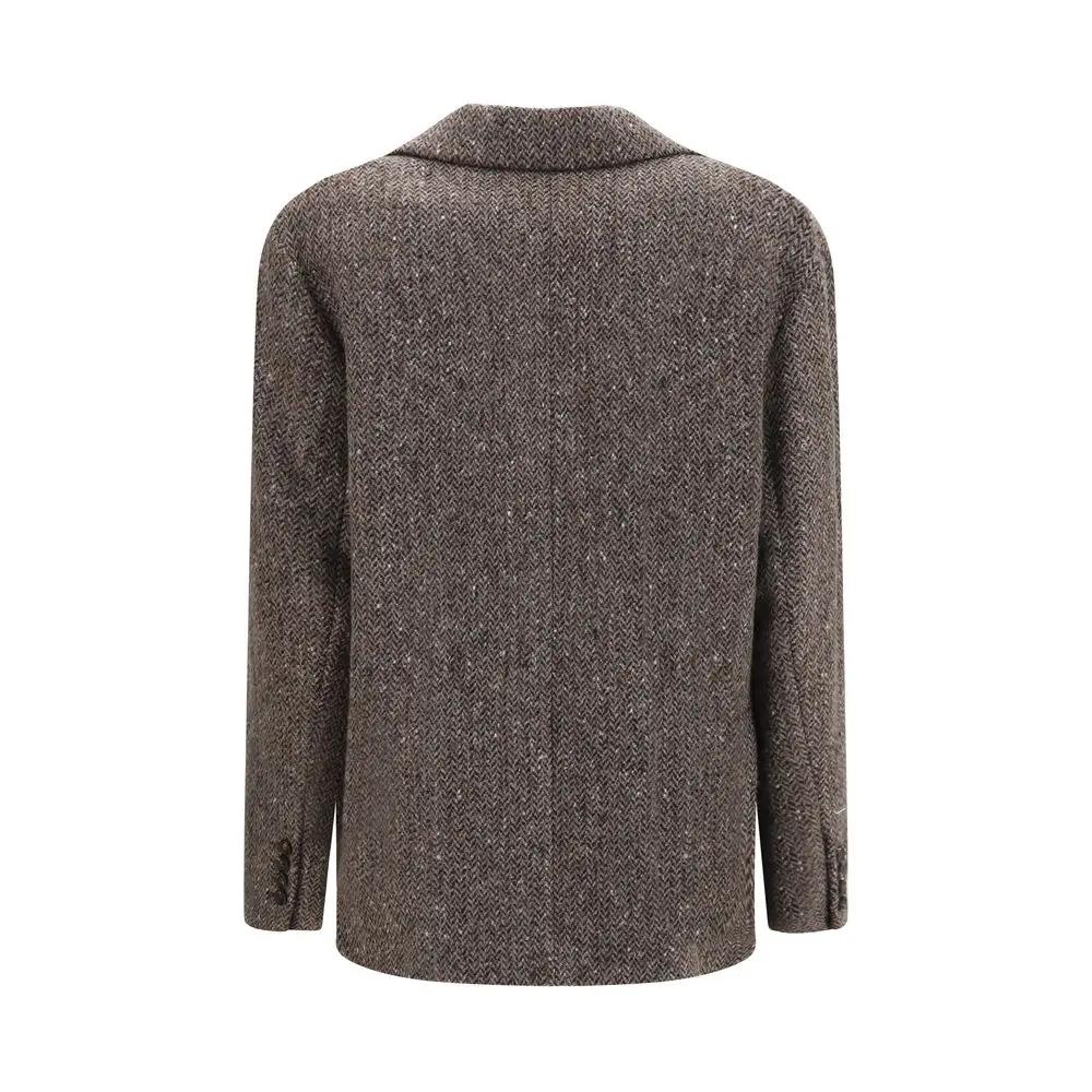 Brunello Cucinelli Brown Wool Oves Aries Biker Jacket