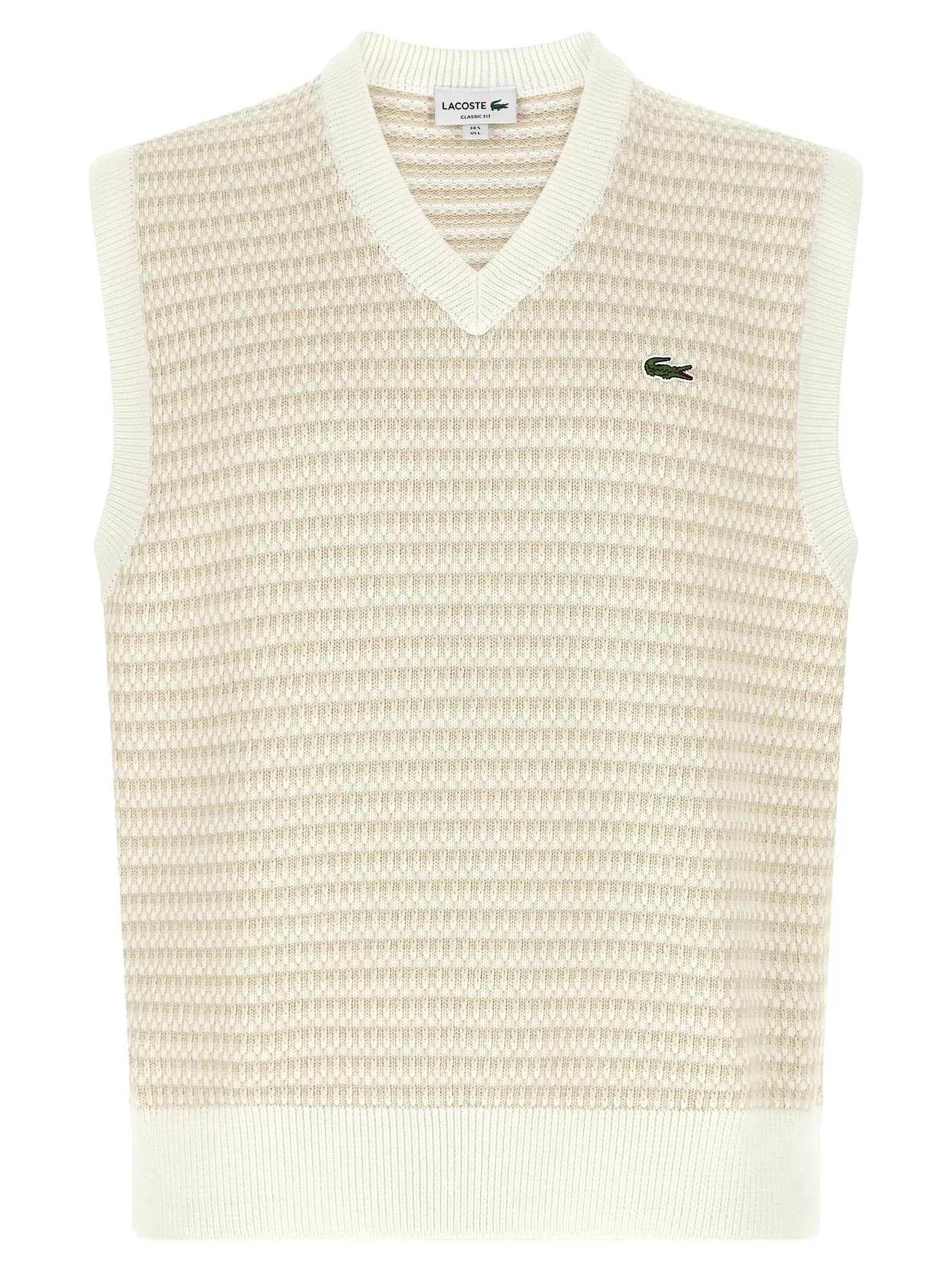 Lacoste Beige Cotton Sleeveles Sweater