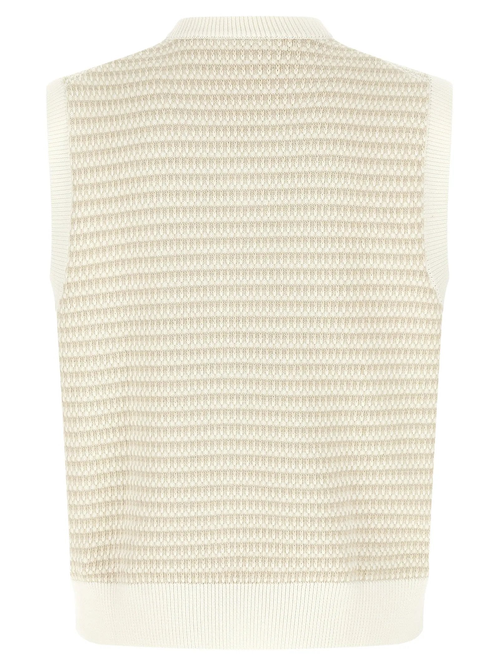 Lacoste Beige Cotton Sleeveles Sweater