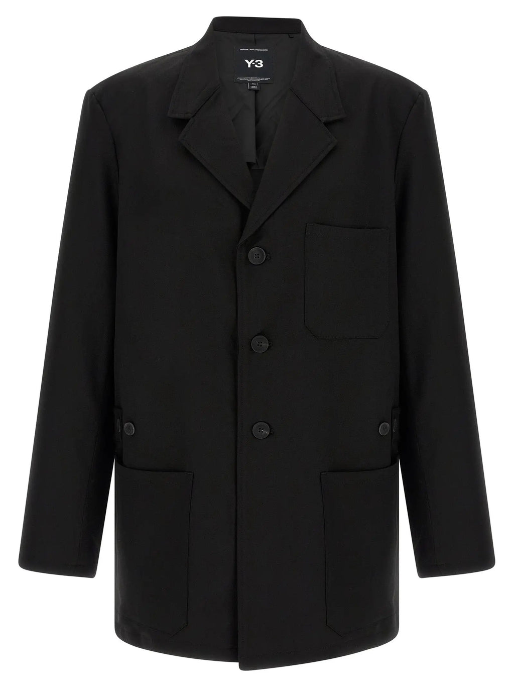 Y-3 Black Wool Full-Length Jacket