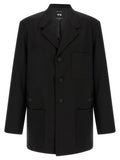 Y-3 Black Wool Full-Length Jacket