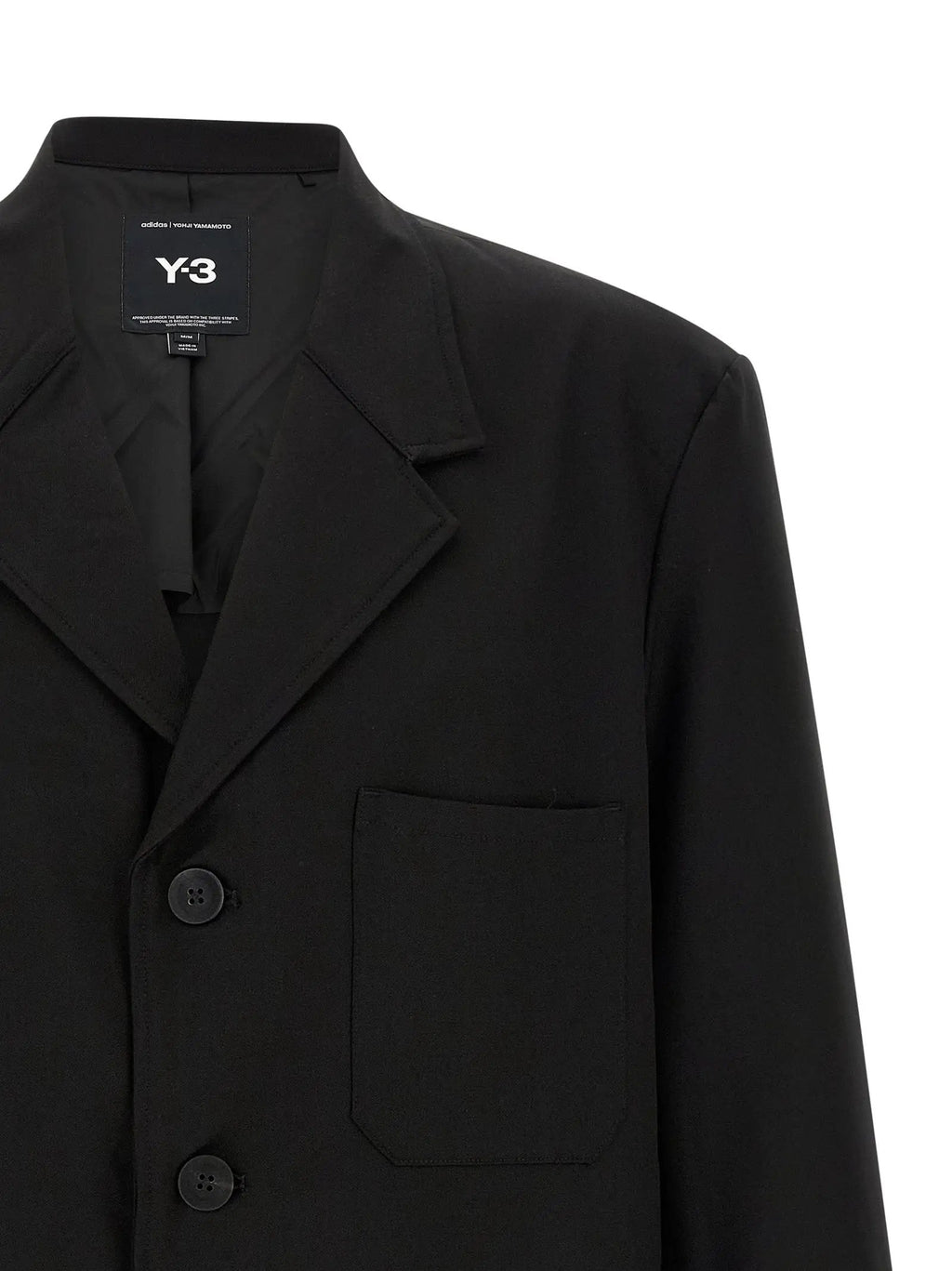 Y-3 Black Wool Full-Length Jacket