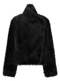 B&B COUTURE Black Polyester Full-Length Jacket