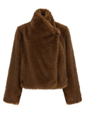 B&B COUTURE Brown Polyester Coat