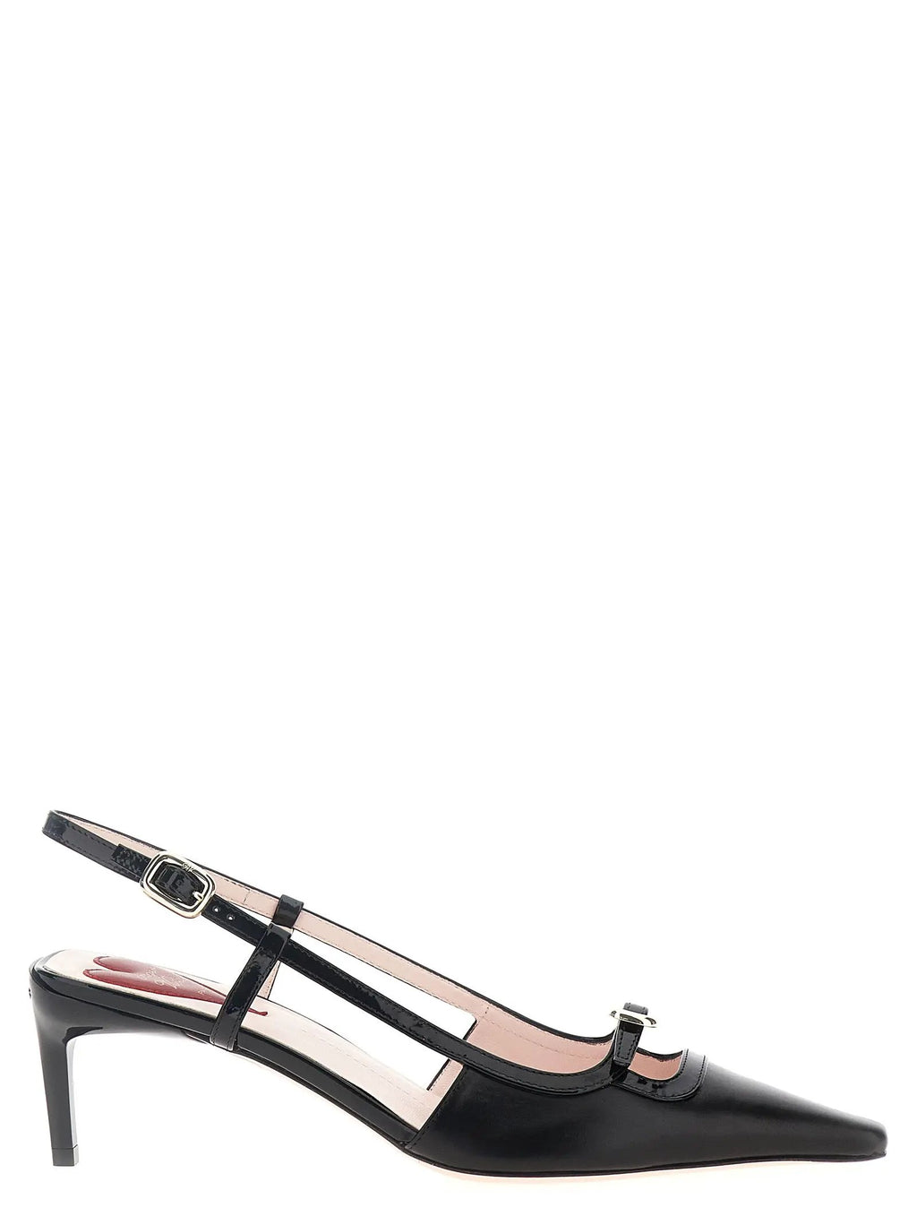 Roger Vivier Black Calfskin Mid Heel Pumps