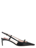 Roger Vivier Black Calfskin Mid Heel Pumps
