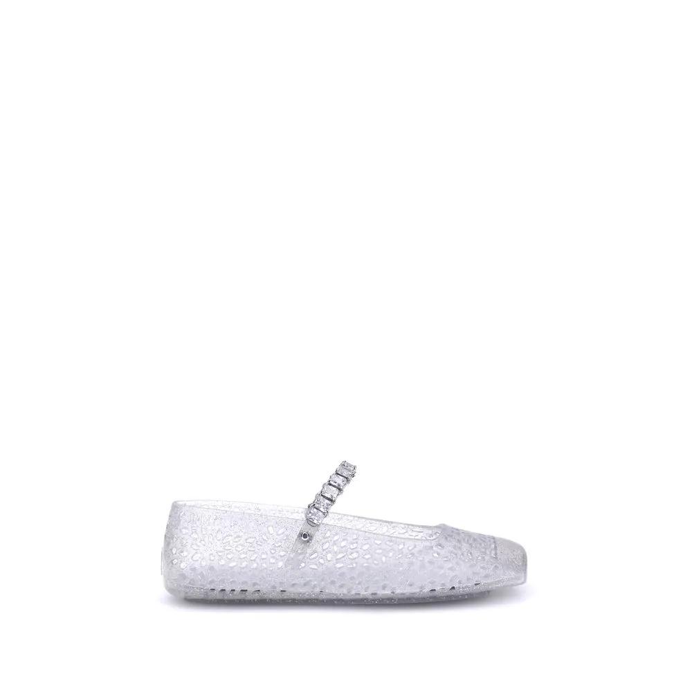 Jimmy Choo Jimmy Choo White Polyurethane Ballet Flats