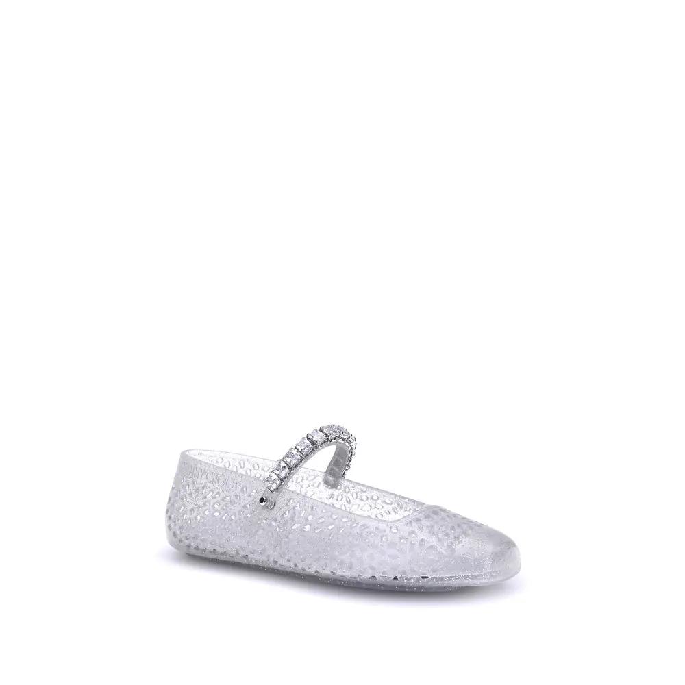 Jimmy Choo Jimmy Choo White Polyurethane Ballet Flats