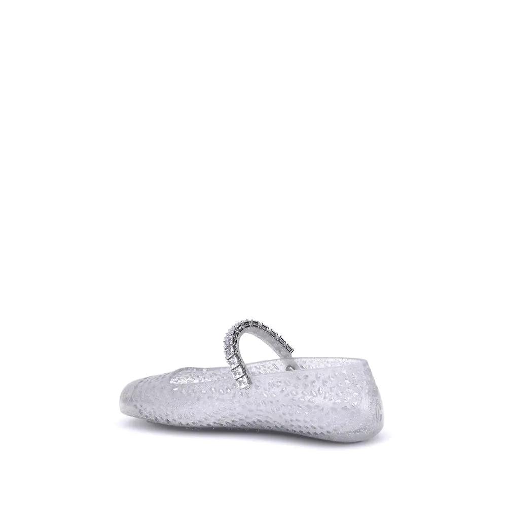 Jimmy Choo Jimmy Choo White Polyurethane Ballet Flats