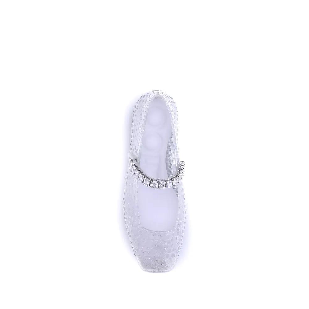 Jimmy Choo Jimmy Choo White Polyurethane Ballet Flats