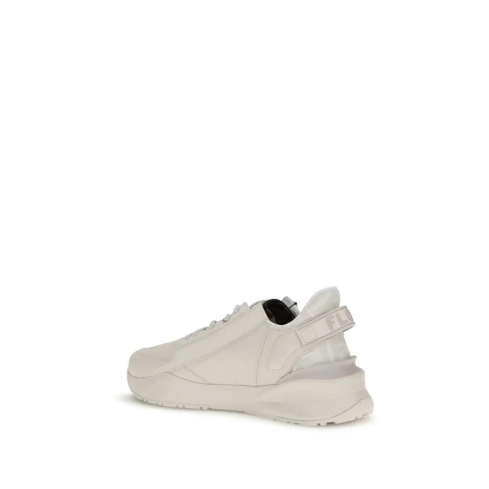 Fendi White Calf Leather Bos Taurus Athletic Sneakers
