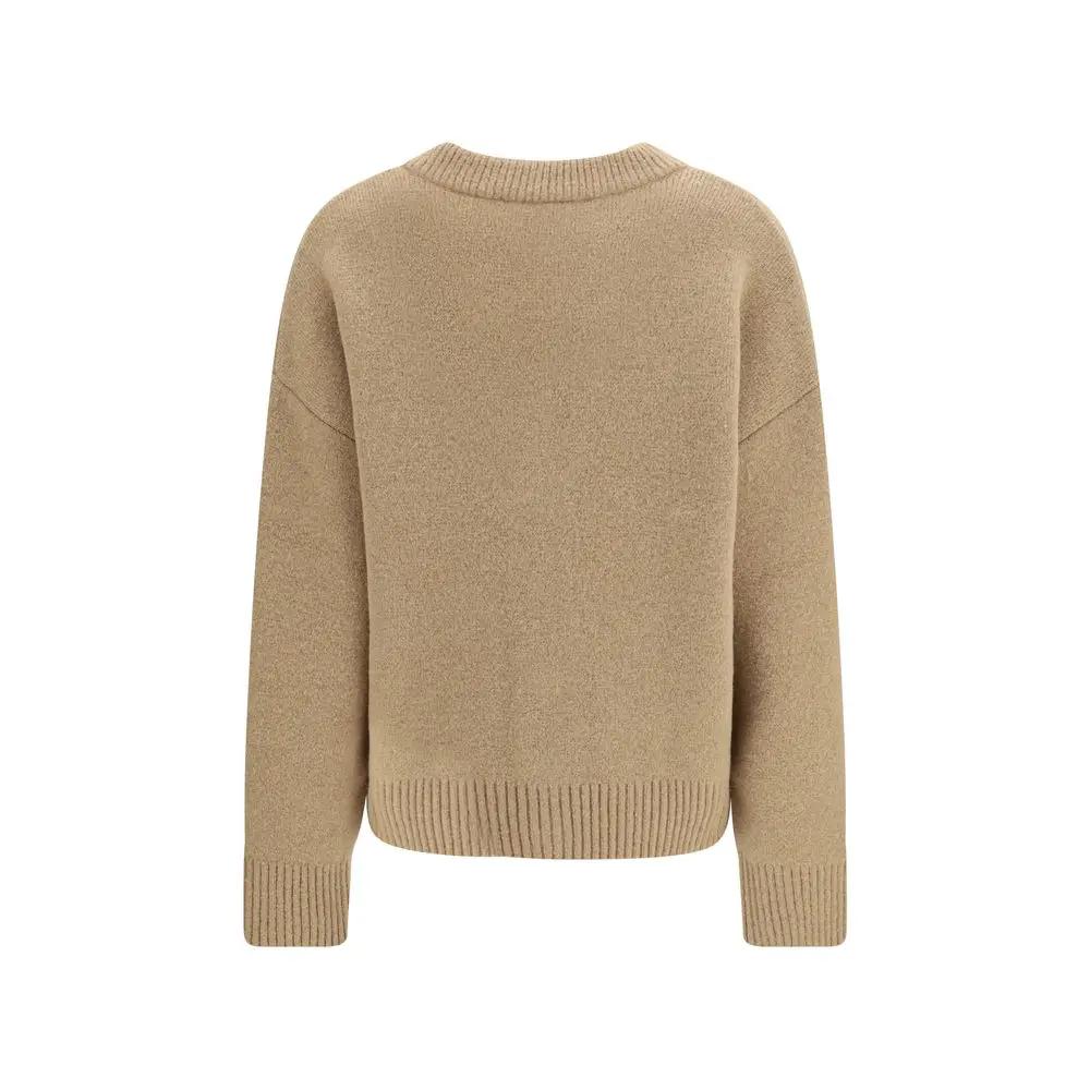 Ami Paris Beige Alpaca Vicugna Pacos Cardigan