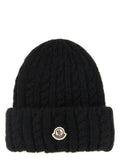Moncler Black Alpaca Leather Beanie