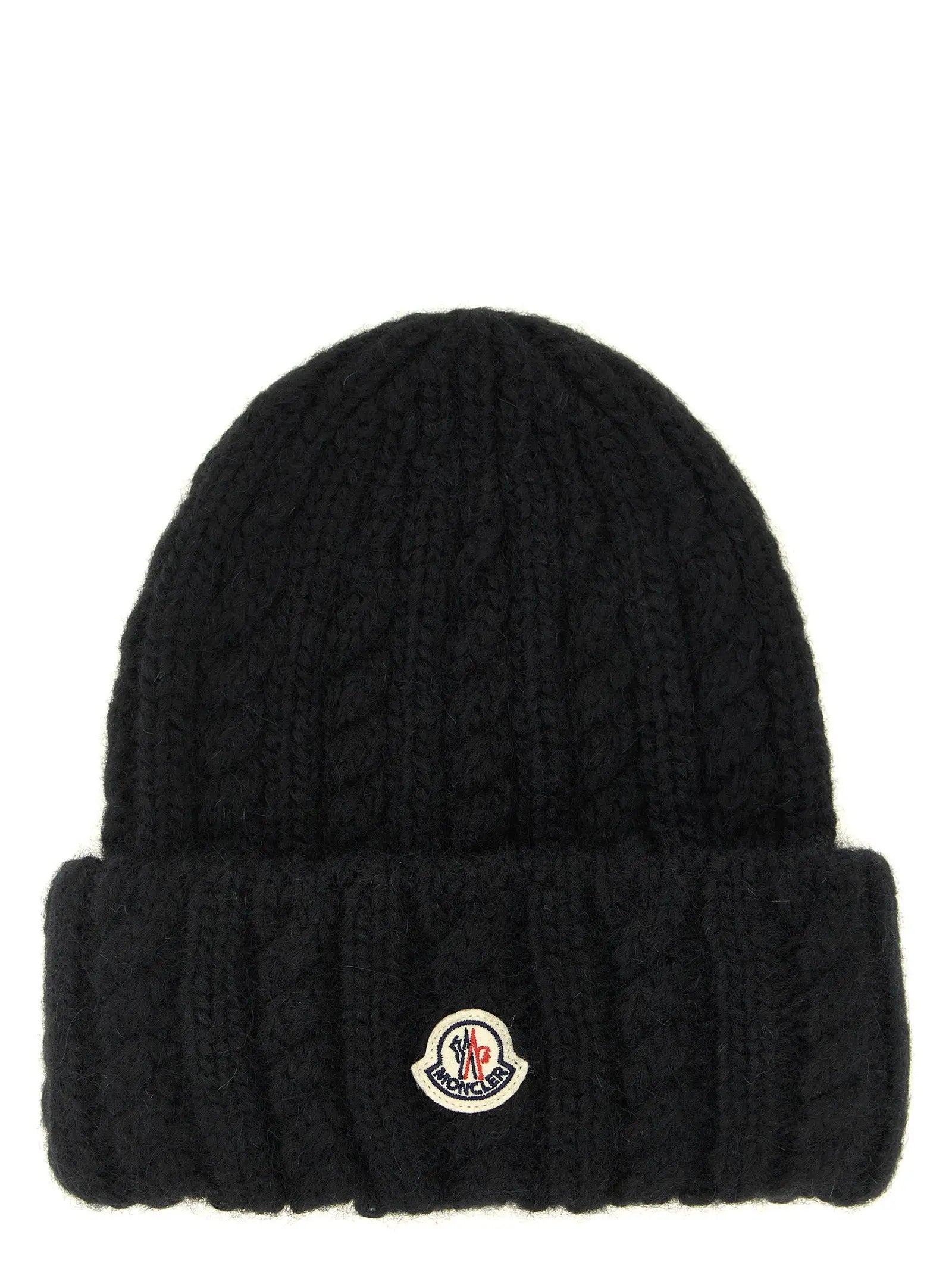 Moncler Black Alpaca Leather Beanie