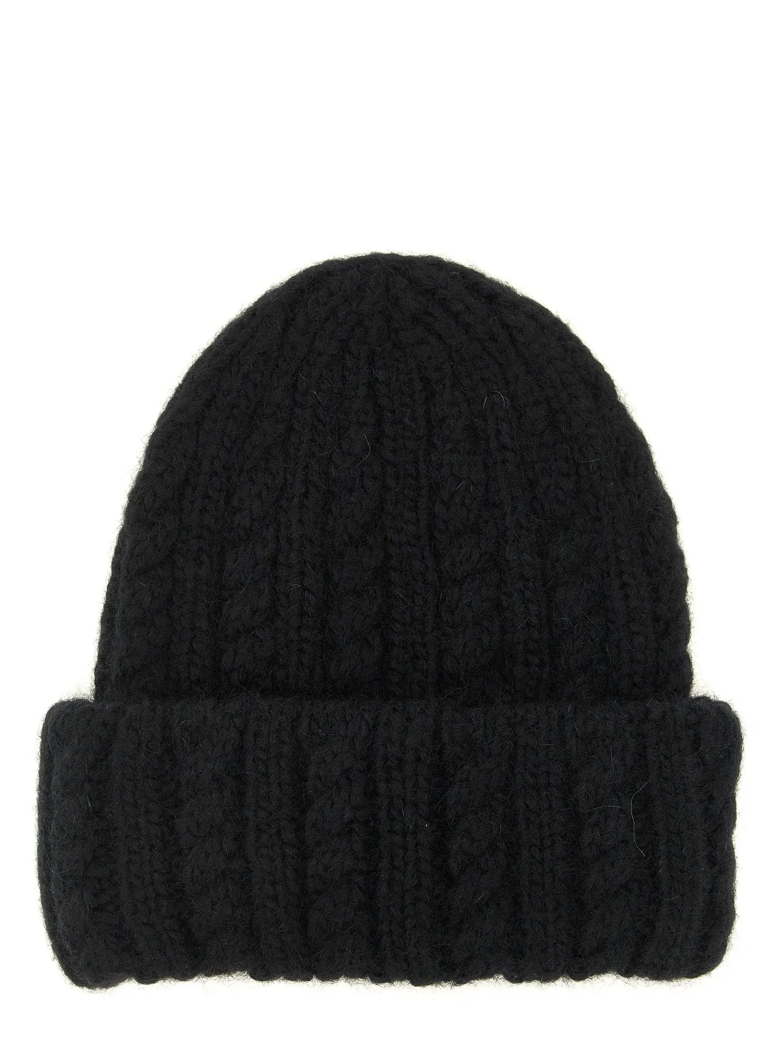 Moncler Black Alpaca Leather Beanie