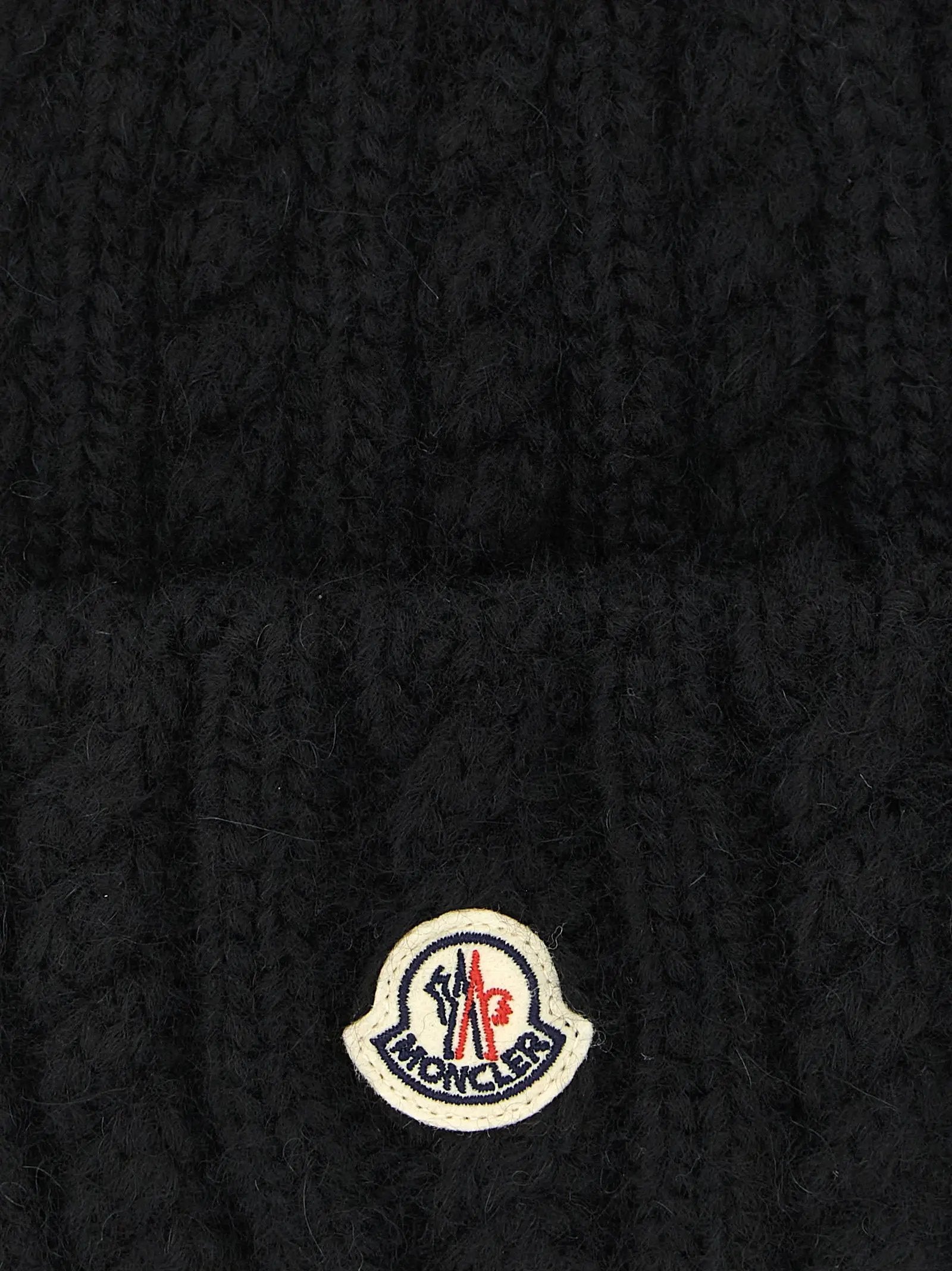 Moncler Black Alpaca Leather Beanie