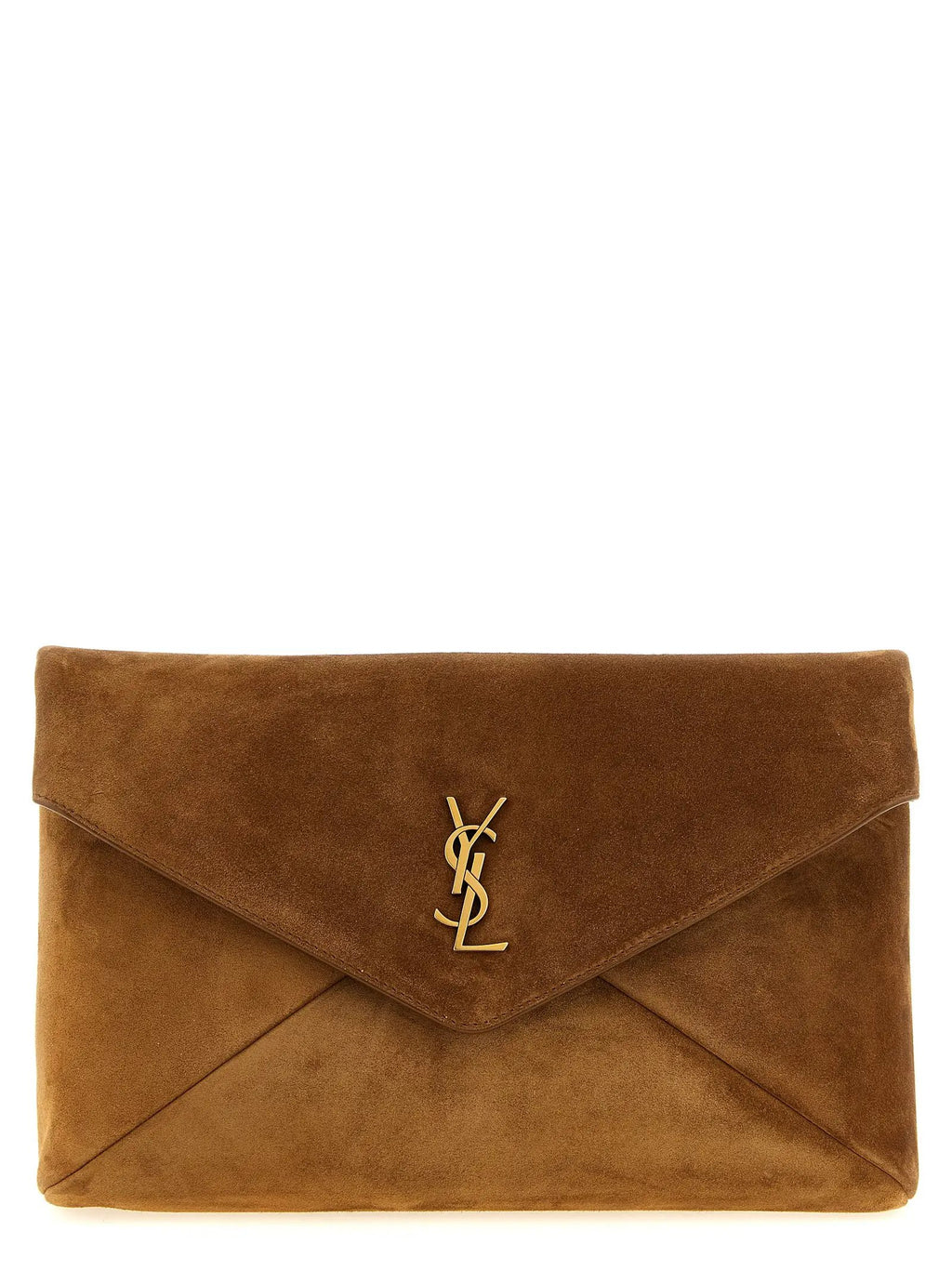 Saint Laurent Brown Calfskin Clutch Bag